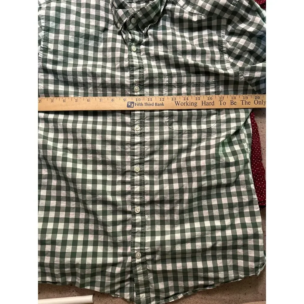 J. Crew LOT of 2 Slim Fit Button Down Medium Shirt Cotton Green gingham burgundy